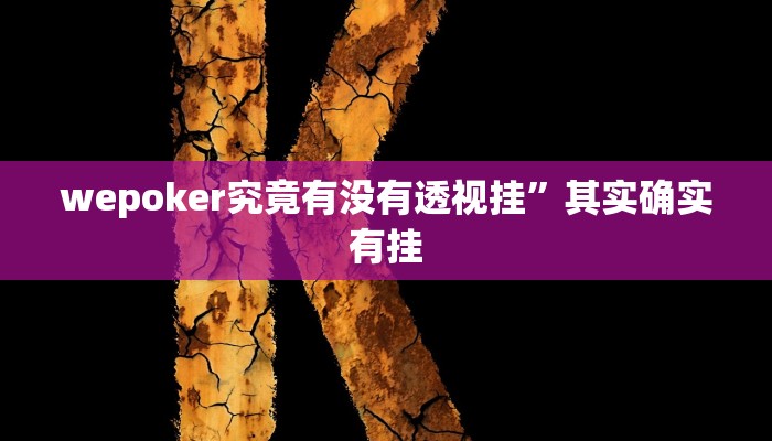 wepoker究竟有没有透视挂”其实确实有挂 wepoker究竟有没有透视挂”其实确实有挂