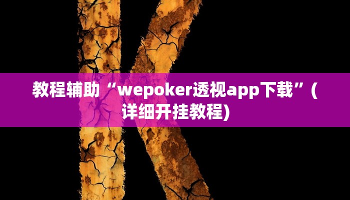 教程辅助“wepoker透视app下载”(详细开挂教程)