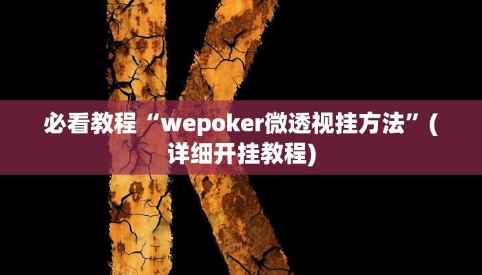 必看教程“wepoker微透视挂方法”(详细开挂教程)